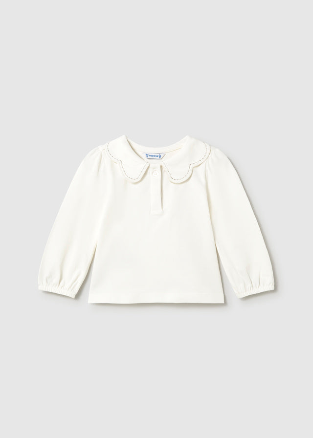 L/S Polo w/Wave Collar, Champagne Stitching, 2114
