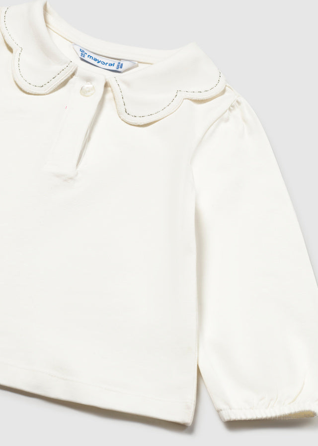 L/S Polo w/Wave Collar, Champagne Stitching, 2114