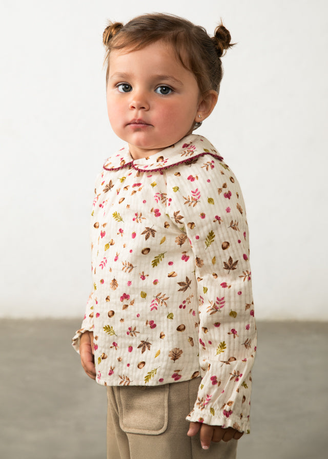L/S Woven Blouse, Fall Print, 2115