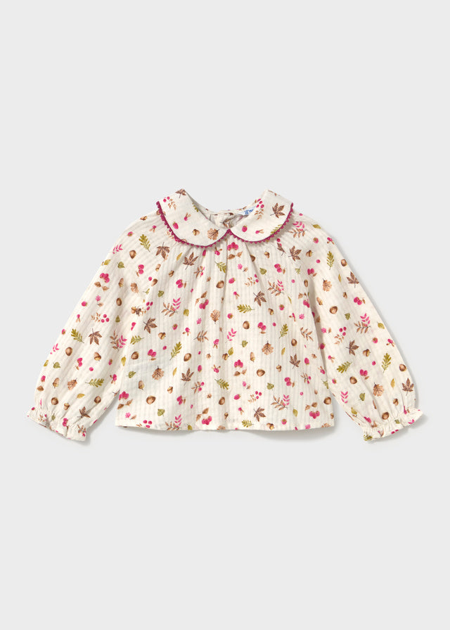 L/S Woven Blouse, Fall Print, 2115