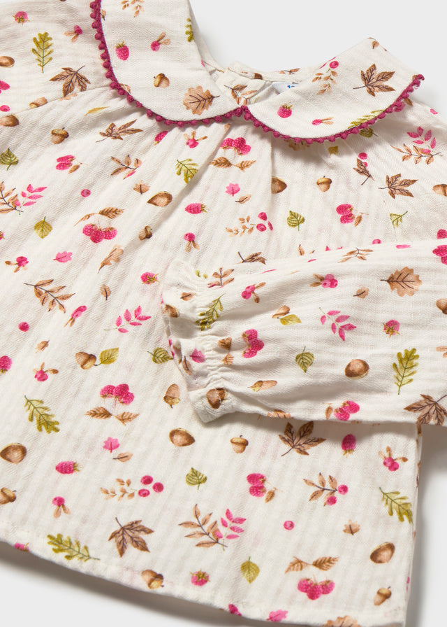 L/S Woven Blouse, Fall Print, 2115