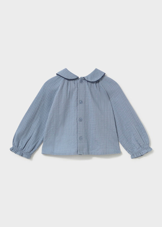 L/S Woven Blouse w/Embroidered Collar, 2115