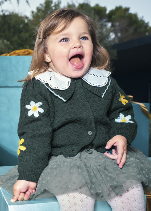 Embroidered Cardigan, Green, 2306
