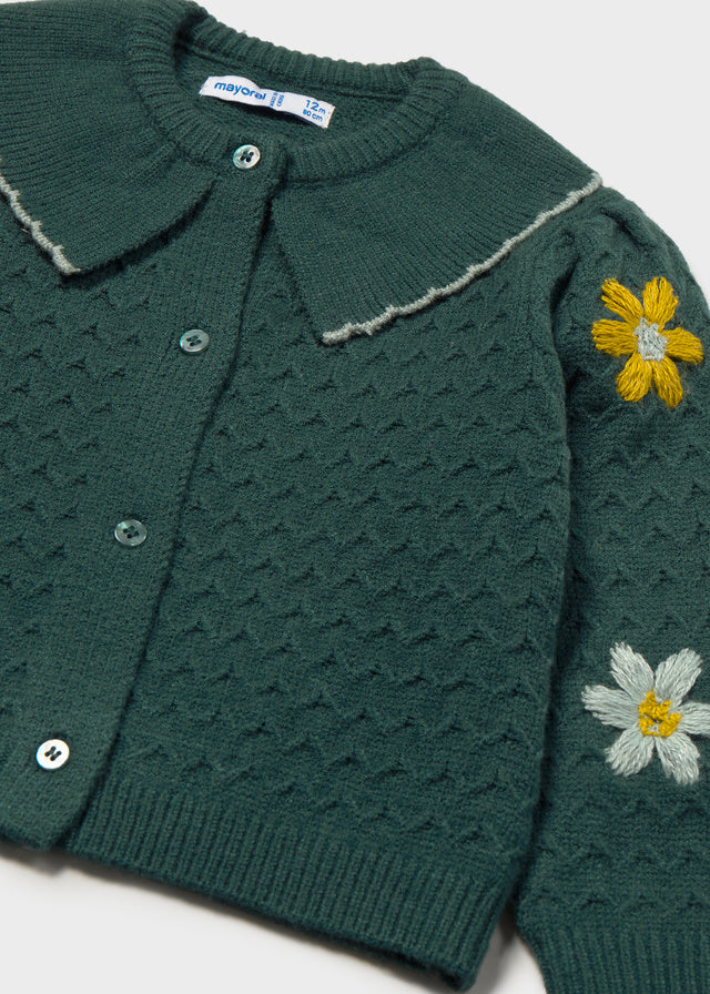 Embroidered Cardigan, Green, 2306