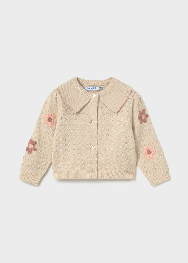 Embroidered Cardigan, Cream, 2306