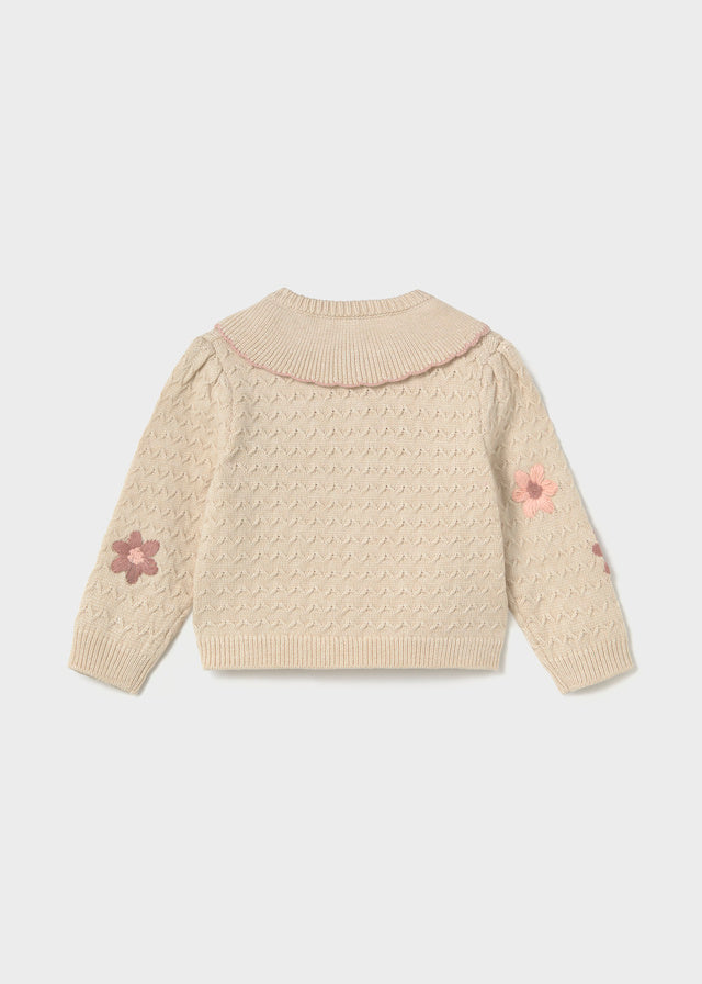 Embroidered Cardigan, Cream, 2306