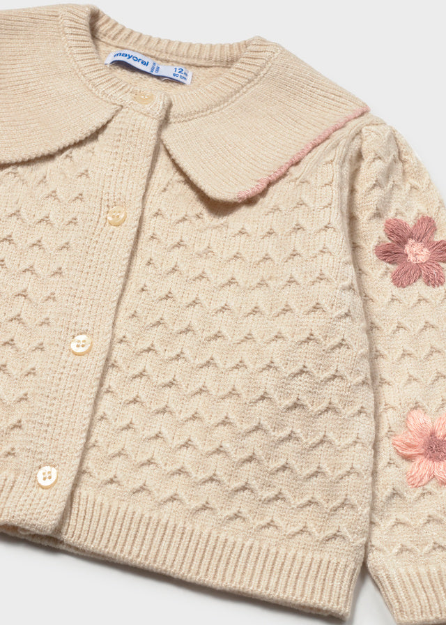 Embroidered Cardigan, Cream, 2306