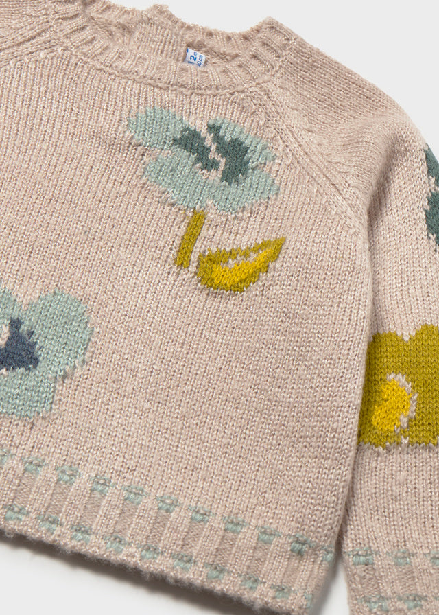 Knit Sweater, Oatmeal Floral, 2384