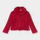 Faux Fur Collar Cardigan, Red, 2386