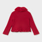 Faux Fur Collar Cardigan, Red, 2386