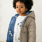 Reversible Hooded Puffy Coat, Racecars, 2421