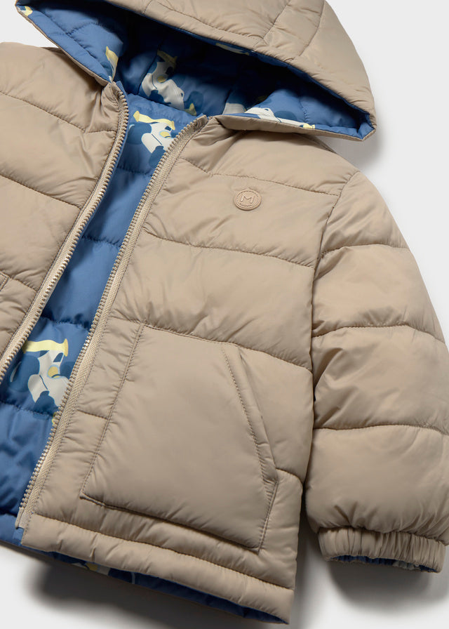Reversible Hooded Puffy Coat, Racecars, 2421