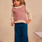 Knit Vest and Blouse Set w/Jeans, Violet, 2536
