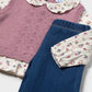 Knit Vest and Blouse Set w/Jeans, Violet, 2536