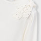L/S Sparkle Bow Blouse, Natural, 4032