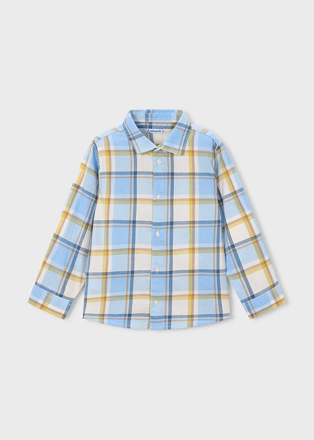 L/S Plaid Shirt, Rain, 4102