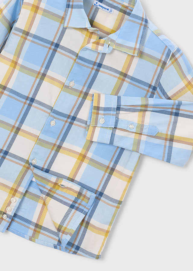 L/S Plaid Shirt, Rain, 4102