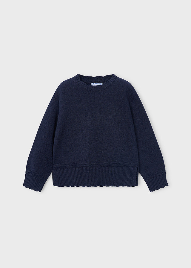 Knit Pullover Sweater, Navy, 4320