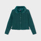Faux Fur Collar Cardigan, Green, 4324