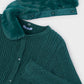 Faux Fur Collar Cardigan, Green, 4324