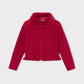 Faux Fur Collar Cardigan, Red, 4324