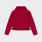 Faux Fur Collar Cardigan, Red, 4324