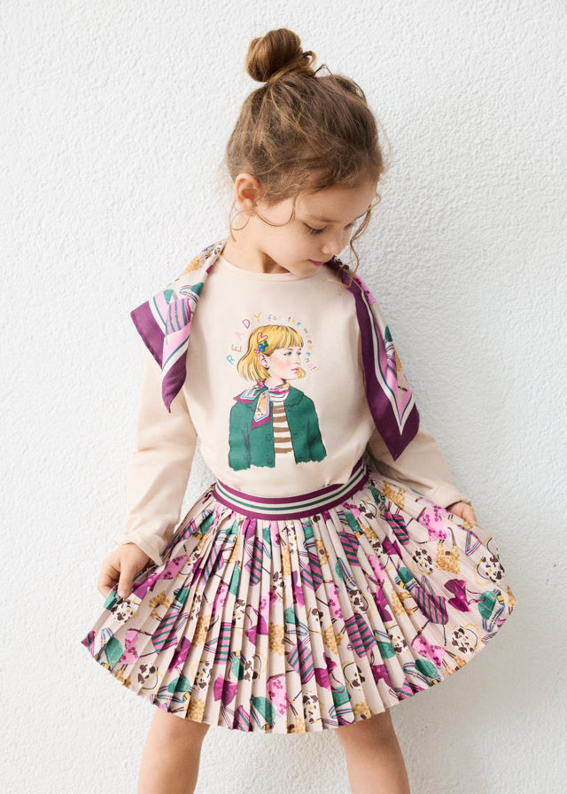 Printed Pleated Skirt, 4903