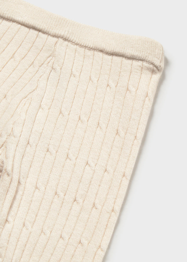 Cable Rib Knit Leggings, Cream, 9117
