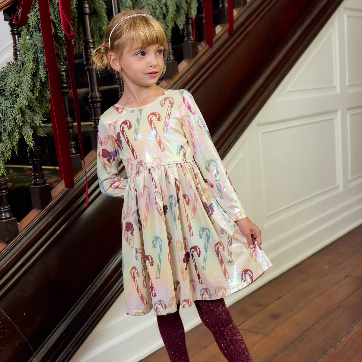 Lamé Steph Dress, Antique Candy Canes