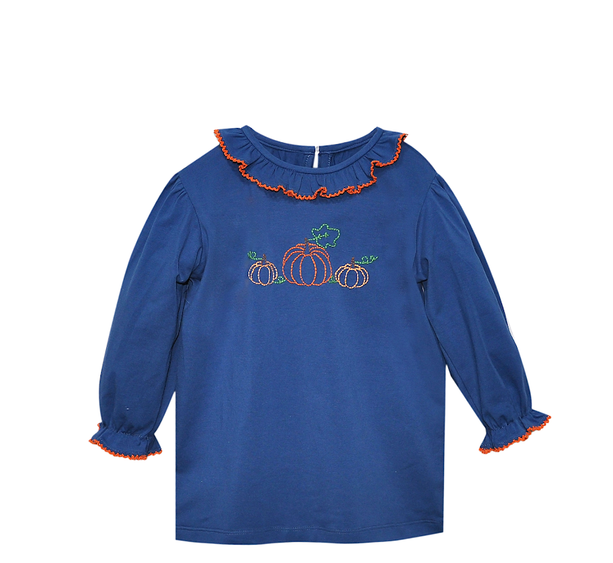 Navy Emma Blouse, Pumpkins