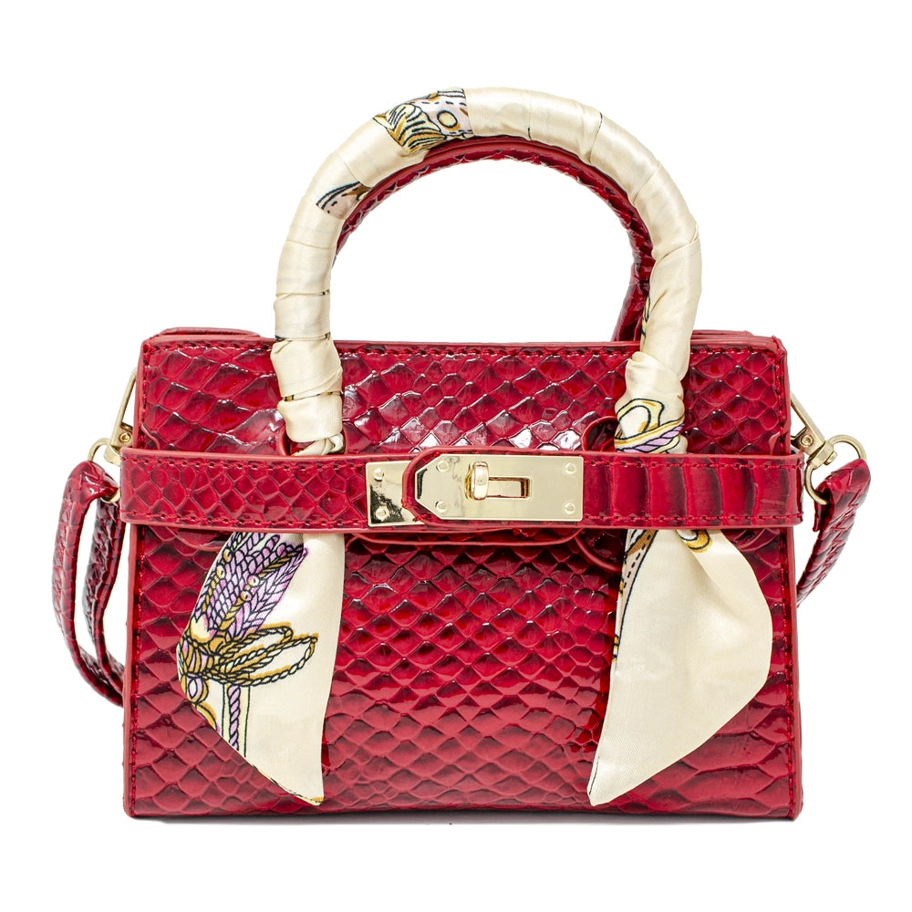 Crocodile Scarf Handbag, Red
