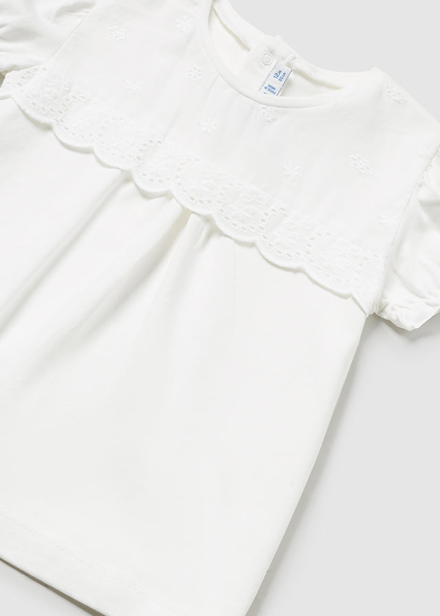 Knit Puff Sleeve Tee, White, 1006