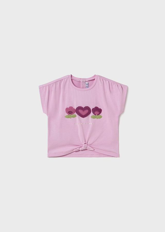 S/S Heart Flower Tee, Mauve, 1046