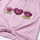 S/S Heart Flower Tee, Mauve, 1046