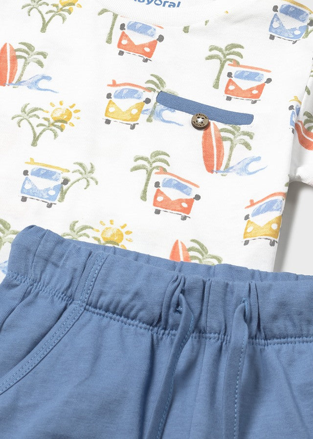 Cuffed Knit Shorts, Capri Blue, 1652