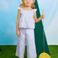 White Eyelet Pants Set, 3561