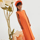Crepe Jumpsuit with Bow, Persimmon