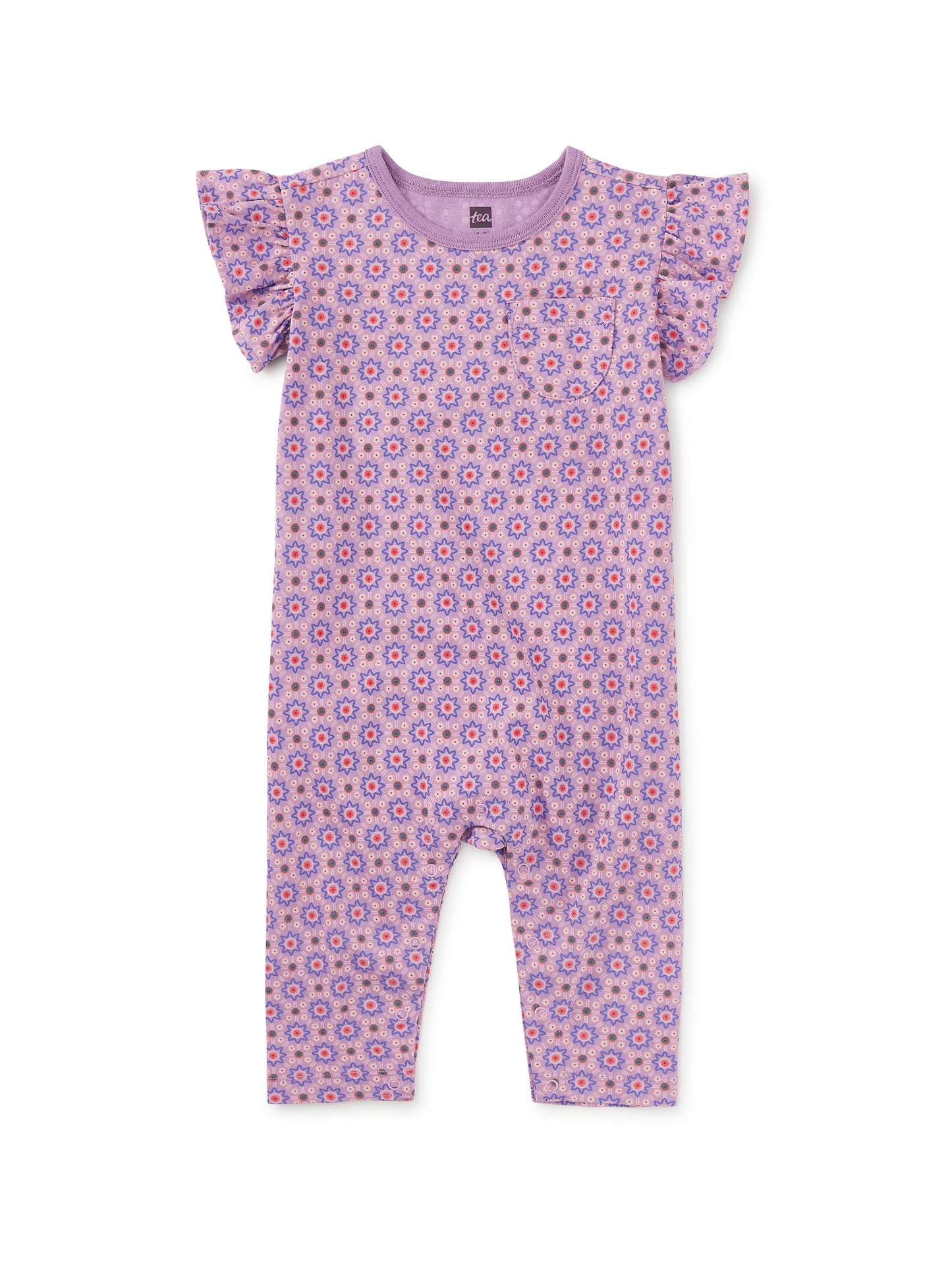 Ruffle Sleeve Baby Romper, Korean Tiles