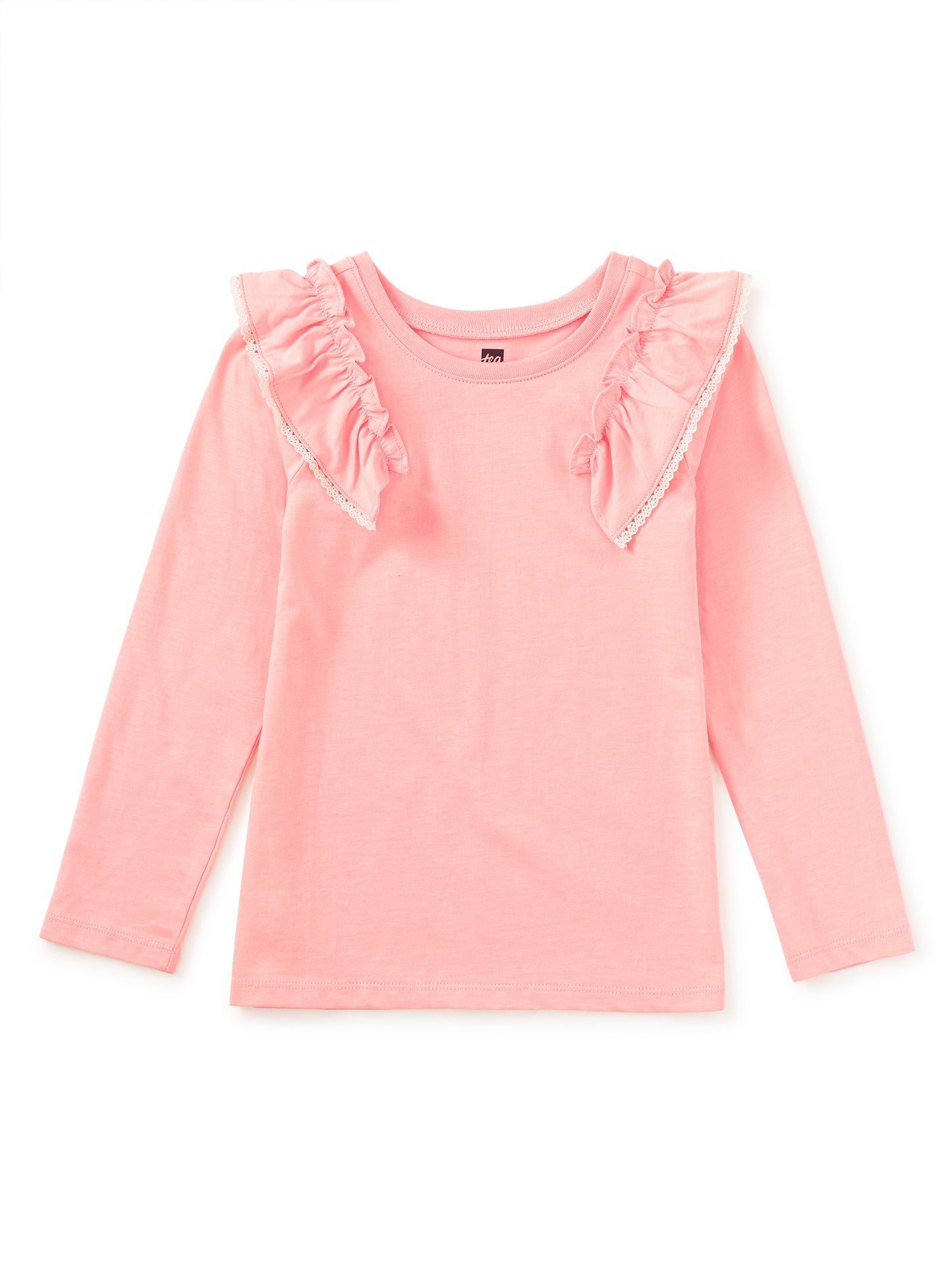 Long Sleeve Lace Trim Top, Cherry Blossom