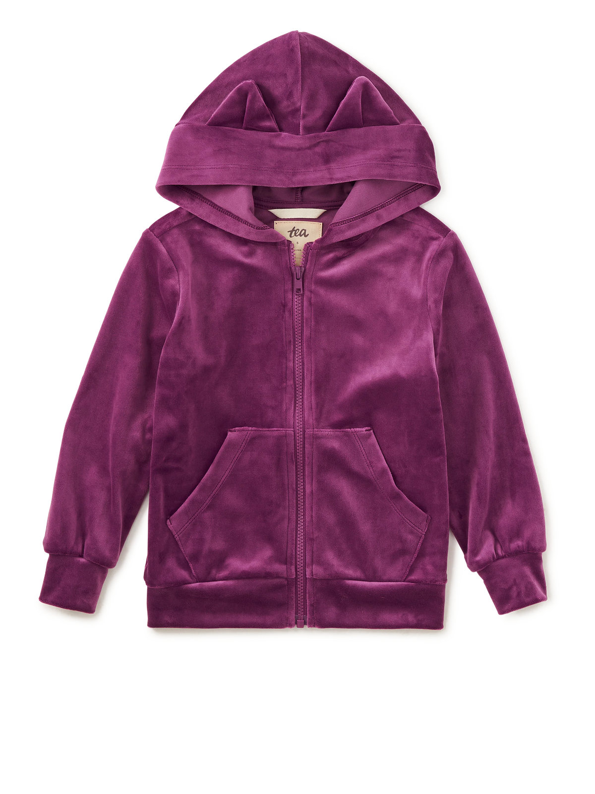 Cat Ears Velour Hoodie, Cosmic Berry