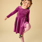 L/S Velour Ballet Dress, Cosmic Berry