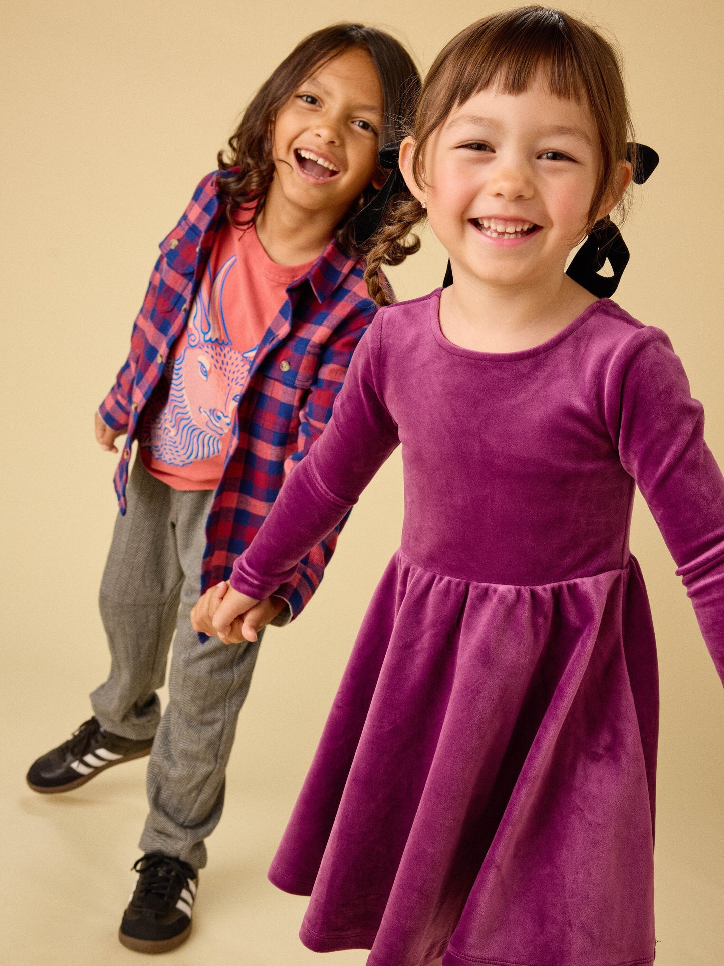 L/S Velour Ballet Dress, Cosmic Berry
