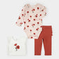 L/S White Ruffle Sleeve Bodysuit w/Poppy