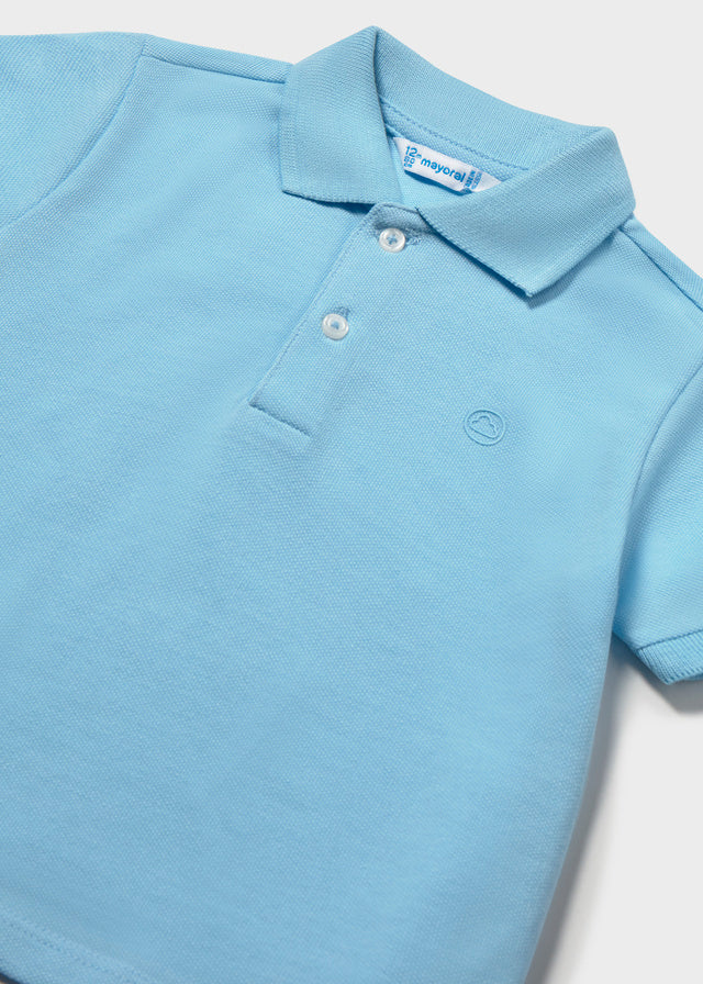 S/S Pique Polo, Sky Blue, 102