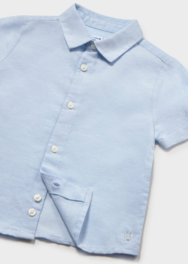 S/S Linen Shirt, Sky Blue, 1112
