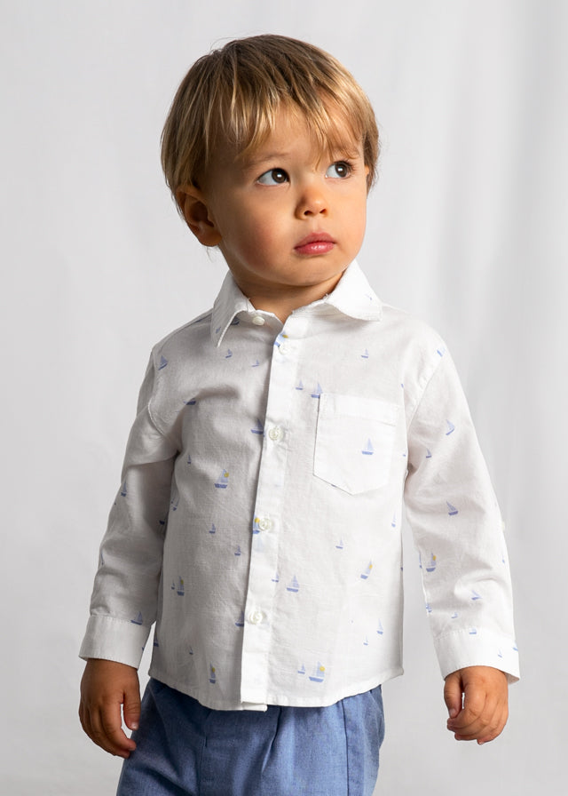 L/S Linen Shirt, White, 1118