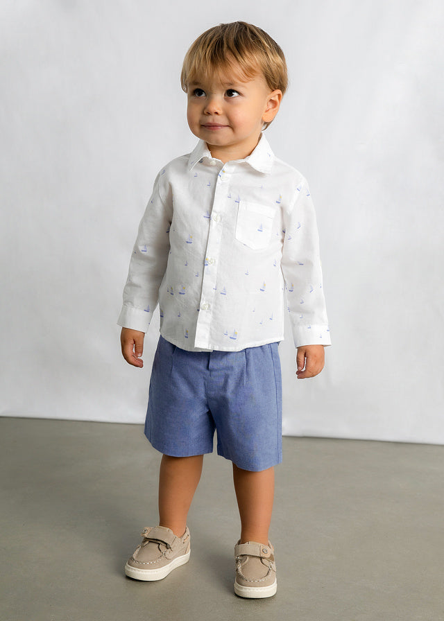 L/S Linen Shirt, White, 1118