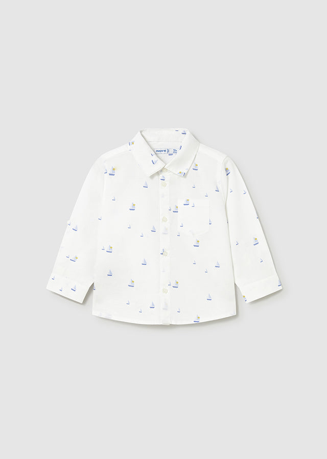 L/S Linen Shirt, White Boat, 1118