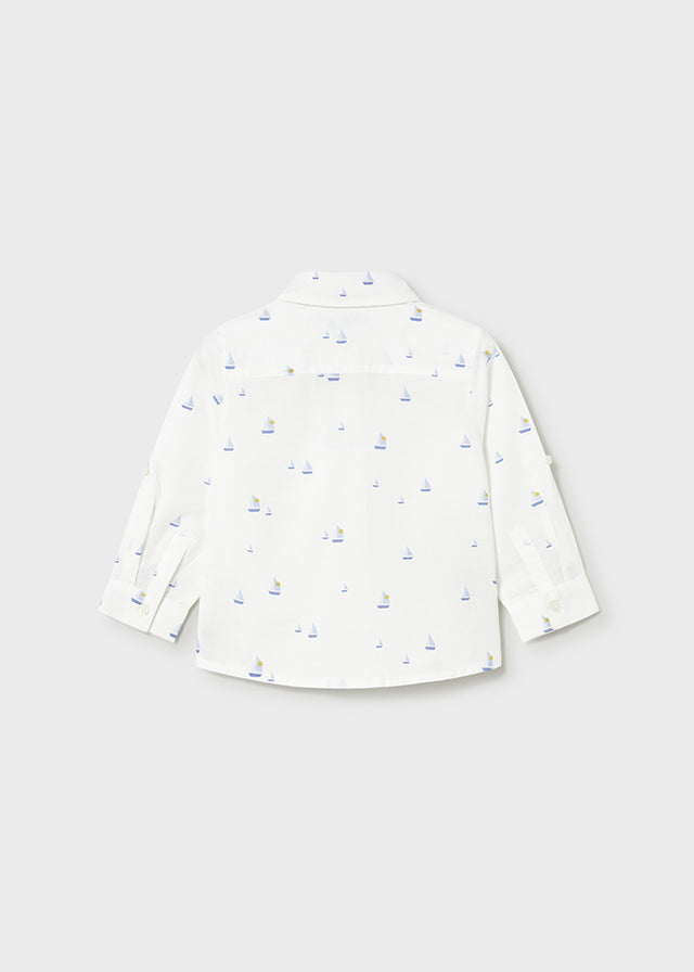 L/S Linen Shirt, White Boat, 1118