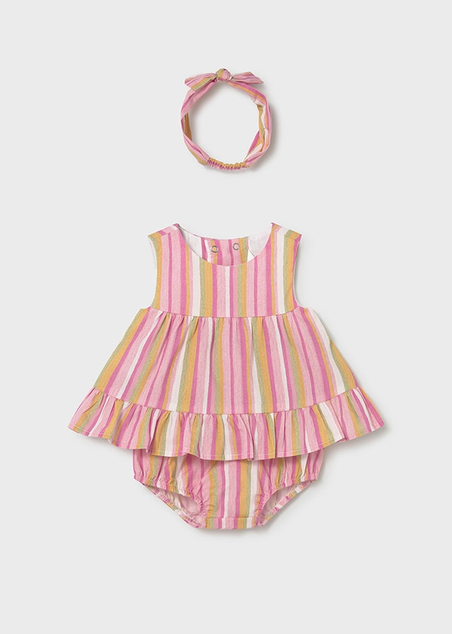 Striped Baby Dress w/Bloomer and Headband, 1290